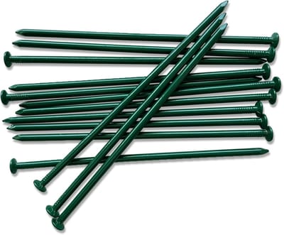 Metalen Landschapsstaken - Grondnagels Tuin - Buiten Verankeren - Zware Kwaliteit Staal - 10 Inch Lengte - Groen