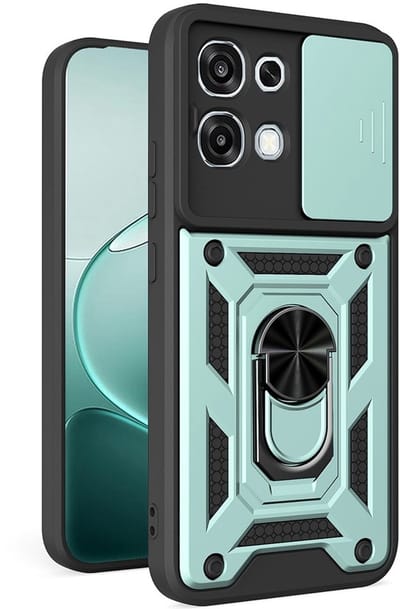 Coverup Hoesje - Geschikt voor OPPO A6 Pro 5G Hoesje - Coverup Armor Ring Kickstand Back Cover met Camera Shield - Groen