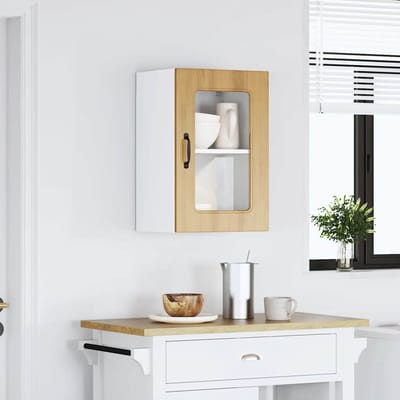 vidaXL - Keukenbovenkast - met - glazen - deur - Kalmar - bewerkt - hout - artisanaal - eiken