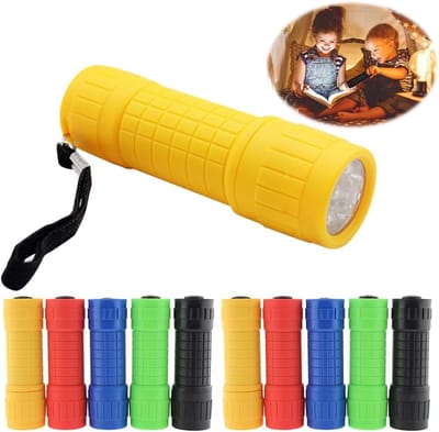 Kleurige Mini LED Zaklampen voor Kinderen, Set van 10, Sleutelhanger, Compacte Fakkel voor Kamperen, Verjaardagscadeaus en Noodsituaties