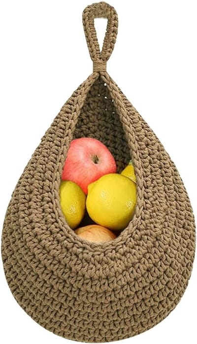 Set van 3 Wandmanden voor Keuken, Woonkamer en Badkamer - Gevlochten Jute Fruit- en Opslagmanden voor Decoratie en Organisatie