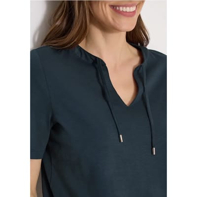 Shirt met korte mouwen en gespleten hals