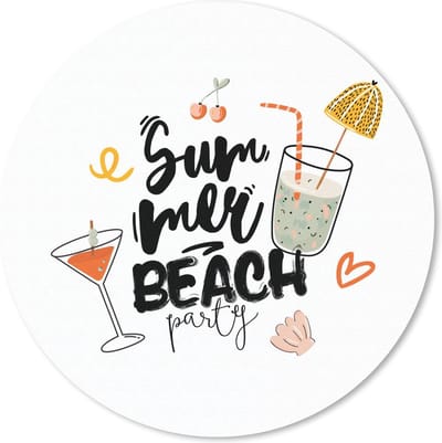 Muismat rond 20x20 cm - Mousepad Cocktail - Paraplu - Zomer - Ronde muismatten