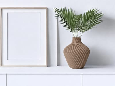 Skushy Vaas Pixgy - Geschikt voor Bouwbloemen - Japandi Designvaas voor Droogbloemen en Kunstbloemen - Sculpturale Decoratieve Vaas - Moderne Woondecoratie - Latte