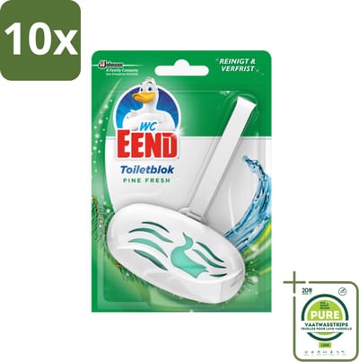 10 x WC Eend - Pine Fresh - Toiletblok - Klassieke Dennengeur - 40 gr - Grootverpakking - Toiletblok - Toilet Reiniging - Dennengeur - Kalkaanslag - Wc Schoonmaak