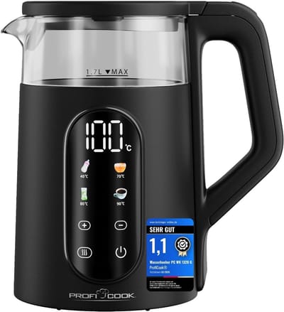 Glazen Waterkoker - Thee Waterkoker - Snel Water Koken - Temperatuur Instelbaar - 1.7 Liter - Zwart