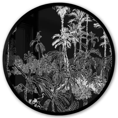 Poster in lijst Rond - Fotolijst 40x40 cm - Posters - Palm - Jungle - Tropical - Ronde posterlijst zwart - Decoratie - Wanddecoratie woonkamer - Muurdecoratie slaapkamer