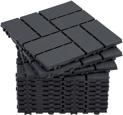 Terrastegels Kunststof Vlondertegels 11 Stuks - 30 x 30 cm 1m² 8 latten - Makkelijke en Snelle Montage - Balkontegels - Onderhoudsvrij - Tuin, Balkontegels - Terrasplanken - Antraciet