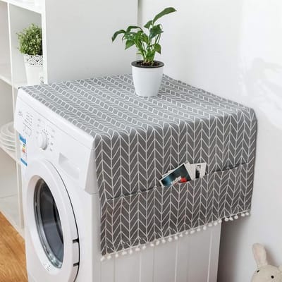 Wasmachinehoes Binnen - Apparaat Cover - Apparaten Beschermen - Met Zijvakken - 130 x 55 cm - Grijs