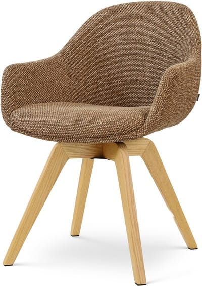Nolon Noor-Mae draaibare Eetkamerstoel bruin blend - houten onderstel - scandinavisch - armstoel - stijlvol