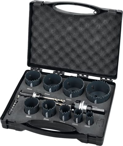 Phantom HSS-E 8% bi-Metaal set gatzagen 61.105, ø19‚ 22‚ 29‚ 35‚ 38‚ 44‚ 51‚ 57‚ 68 mm