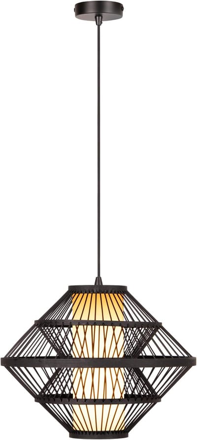 Lucide PASQUINO - Hanglamp - Ø 40 cm - 1xE27 - Zwart | Essential - Japandi