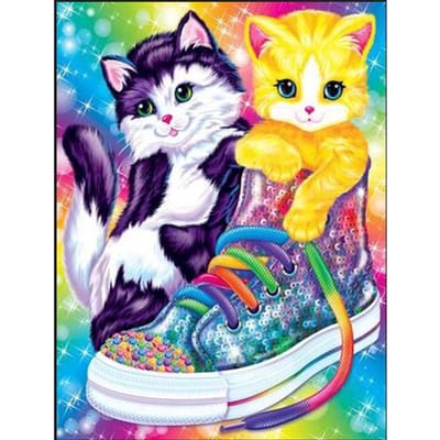 Peinture diamant chat dans le réfrigérateur, broderie 5D à faire soi-même, mosaïque de dessin animé, point de croix 20X30CM blue