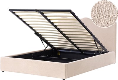 NANTERRE - Bed met opbergruimte - Beige - 160 x 200 cm - Bouclé