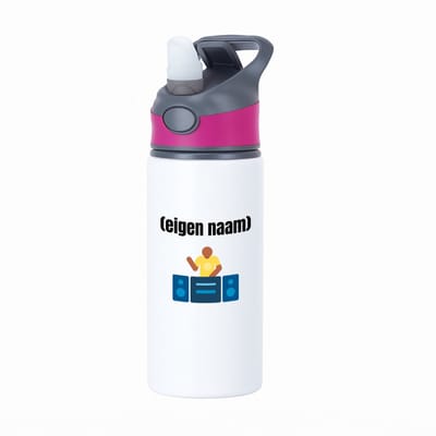 Hacebo® - dj met eigen naam waterfles met rietje roze - Dj - muziek liefhebbers - disc jockey - vinyl - verjaardag - cadeau - kado - water fles - 650ML