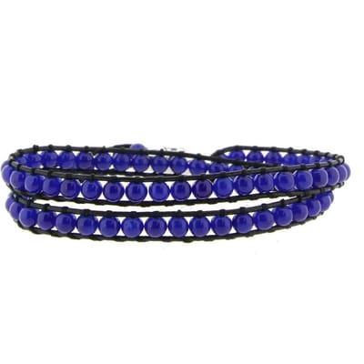 Behave - wikkelarmband met blauwe kralen - casual festivalstijl