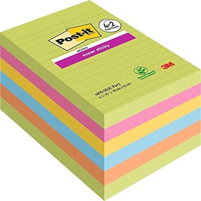 Plaknotities 101 x 152 mm - Herbruikbare Sticky Notitiebladen, 6 Stuks