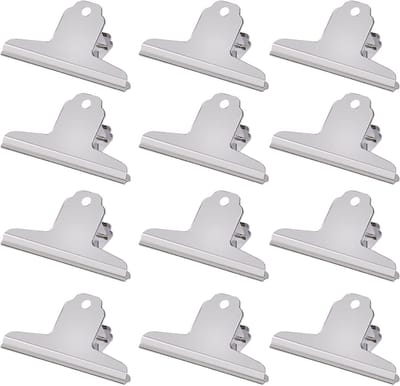 Grote Binder Clips Set van 12 Stuks, 120mm Metaal Hinge Clip, Robuuste Bulldog Clips voor Kantoor en School, Ideaal voor Documenten en Organisatie