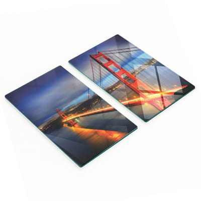 Glazen serveerplanken voor in de keuken met afbeelding van de Golden Gate Bridge, 2x30x52 cm