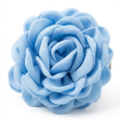 Sky blue bloem haar clip voor dames – grote roosvormige haar klem van textiel – decoratieve elegante haar accessoire