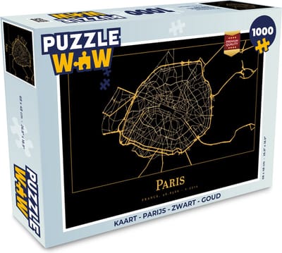 Puzzel Kaart - Parijs - Zwart - Goud - Legpuzzel - Puzzel 1000 stukjes volwassenen