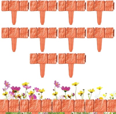 Tuinrand Steenlook - Kunststof Borders - Tuin Afscheiden - Gereedschapsloos Plaatsen - 10 Stuks - Oranje