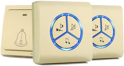 Draadloze Deurbel - Zelfvoorzienend Belletje - Toegangscontrole Huis - Batterijloos Ontwerp - 2 Zenders 1 Ontvanger - Goud
