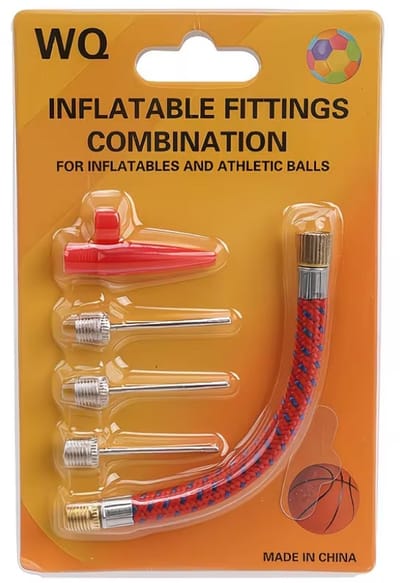 Rode opblaasnaaldenset ballenpomp accessoires unisex met flexibele slang lucht nozzle en schroefdraad geschikt voor basketbal voetbal volleybal ballonnen en opblaasbare sportuitrusting