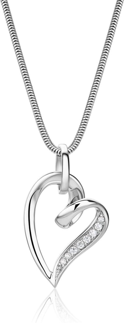 Miore Pure Collier Ketting Dames - Zilver - Met Zirkonen - Kettingen - 45 cm