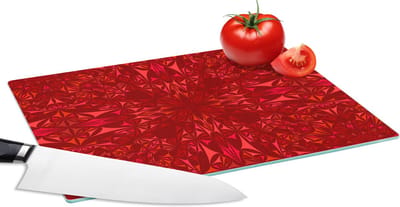 Glazen Snijplank - 28x20 - Kristal - Rood - Caleidoscoop - Design - Patronen - Snijplanken Glas