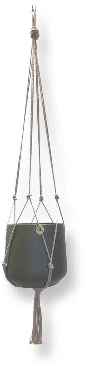 Minimalistische Plantenhanger - Kies kleur en lengte - Kleur: Linnen - 80 cm lang - Katoenkoord - Geschikt voor Pot met Diameter t/m 20 cm - Handgemaakt in ons Macramé Atelier - Prijs per Stuk - Let op: Exclusief Pot - Inclusief Verzendkosten