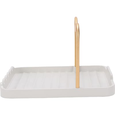 Potdekselhouder Aluminium Bureau Deksel- en Lepelhouder Verdikt met Antislip Pads voor Keukenwerkblad Kookgerei white