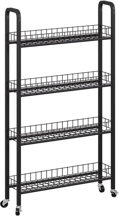 Vicco Rolivo Verrijdbaar ladeblok – 58 x 15 cm met 4 compartimenten Zwart