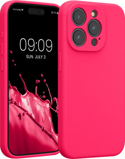 kwmobile telefoonhoesje geschikt voor Apple iPhone 15 Pro - TPU backcover met siliconen coating - Smartphone case in neon roze