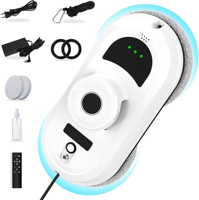 Ramenwasser - Robot Ramenwasser - Raamrobot - Raamreinigingsrobot 5600 PA, Automatische Ramenwasser met 10 doeken, 3 instelbare niveaus, Beveiligingssysteem, Intelligente navigatie, Afstandsbediend, Geschikt voor alle glasoppervlakken