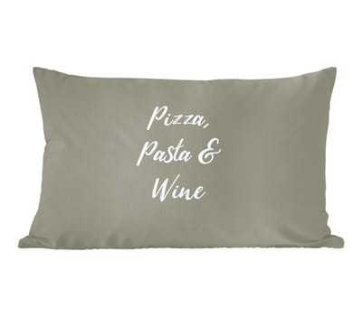 Sierkussens - Kussentjes Woonkamer - 60x40 cm - Spreuken - Pizza, pasta & wine - Quotes - Eten - Drinken