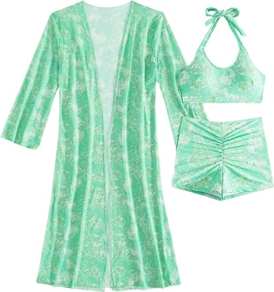 Livano Bikini Set Dames - Strandjurk - Volwassenen - Strandtuniek - Blouse - Groen - Maat S