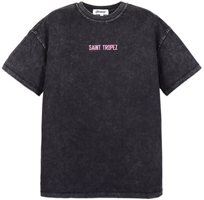 Shirt - Dames - Dameskleding - Maat S - Katoen - Zwart - Roze - T-shirt - Oversized - Saint Tropez - Trending