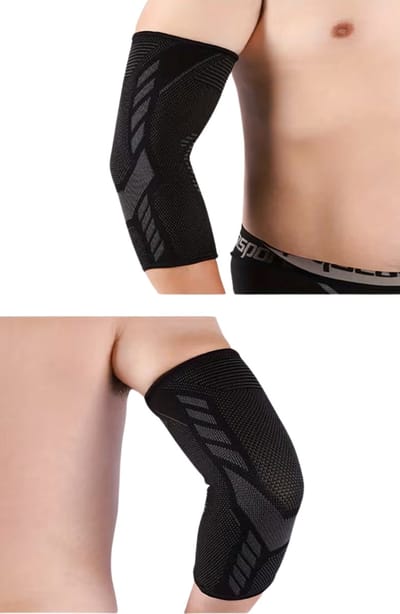 Elleboog Brace 1x - Maat S - Elastische Elbow Sleeve voor Sport & Werk - Elleboog Ondersteuning met Compressie - Comfortabele Arm Bandage voor Tennis, Crossfit, Golf, Powerlifting en Fitness - Tennisarm Brace - Tenniselleboog Brace - Onderarm brace