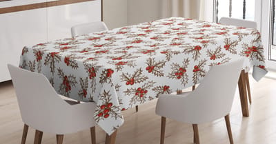 ABAKUHAUS Kersttafelkleed – scharlakenrood/bruin – 140 × 200 cm – vlekbestendig