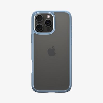 Spigen Crystal Hybrid | Hoesje Geschikt voor Apple iPhone 16 Pro Max | Back Cover | Militaire Standaard | Air Cushion | Transparant Blauw