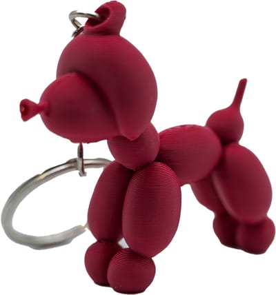 Poepende ballon hond sleutelhanger - Plum - 3d geprint - Cadeau dierenliefhebber – Sleutelhanger dier – 5cm