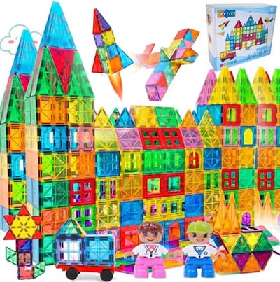 Magnetisch Speelgoed - Voordeelverpakking 100 Stuks - Magnetische Bouwstenen - Montessori Speelgoed - Veilig Voor Kinderen - Magnetisch Speelgoed - Extra Groot Magnetisch Speelgoed Bouwset XXL