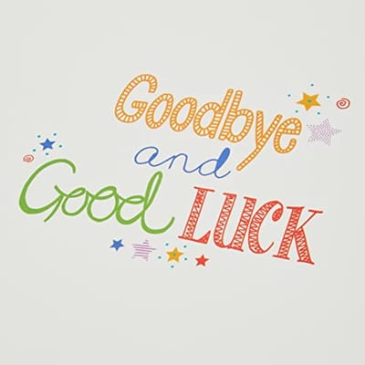 Afscheidskaart Goodbye en Good Luck - 298 mm x 222 mm - Bruin, Groen, Rood, Beige