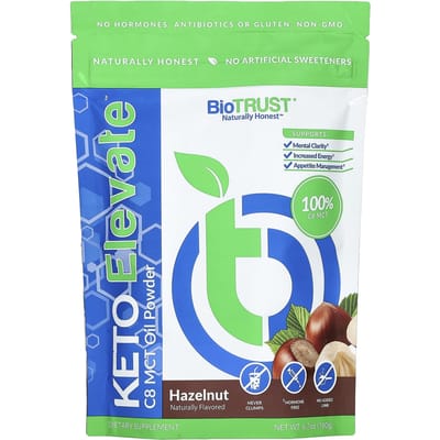 BioTRUST, Keto Elevate, Poudre d'huile MCT C8, Noisette, 6,7 oz (190 grammes)