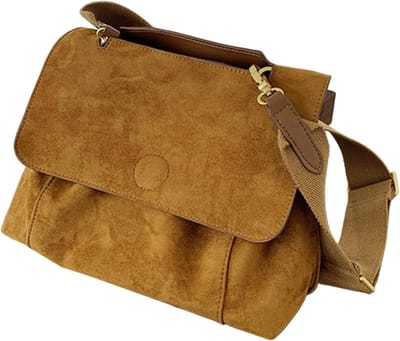 Leren Schoudertas voor Dames - Suède Clutch en Hobo Tas met Grote Capaciteit voor Werk, School en Vrije Tijd in Bruin
