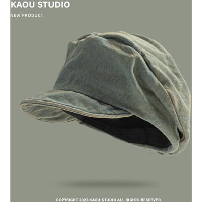 Chapeau Béret Cowboy Rétro Style Japonais Automne Et Été Pour Femmes Avec Grande Circonférence de Tête Et Chapeau de Peintre Polyvalent 56-58cm gray