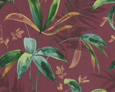 TAKKEN EN BLADEREN BEHANG | Botanisch - donkerrood groen - "Architects Paper" A.S. Création Jungle Chic