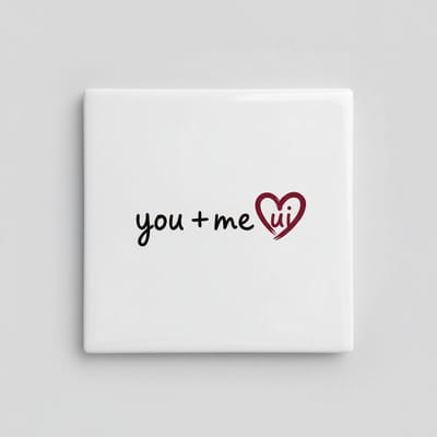 You + Me – Romantische Hart Liefdesquote Keramische Tegel 15 × 15 cm | Minimalistische Woondecoratie voor Koppels