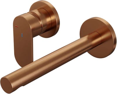 Brauer Copper Edition inbouw wastafelmengkraan met rechte uitloop en rozetten model C2 koper geborsteld PVD